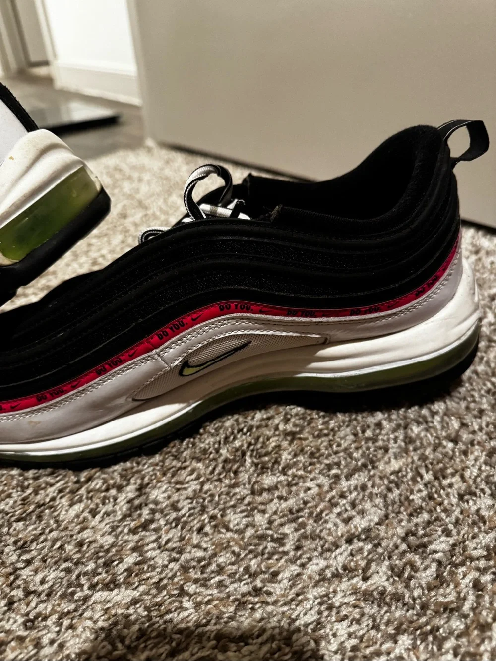 Nike Black White Sneakers with Pink Accent Trim